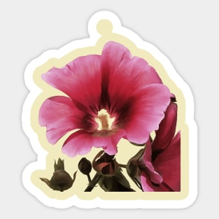 Heavenly Pink Hollyhock Malva Flower Cut Out Sticker